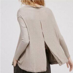 Free People We The Free Top People Lover Ribbed Long Sleeve Taupe XS Vegan Rayon